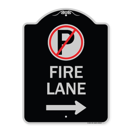 Signmission Fire Lane No Parking and Right Arrow Heavy-Gauge Aluminum Sign, 24" x 18", BS-1824-24019 A-DES-BS-1824-24019